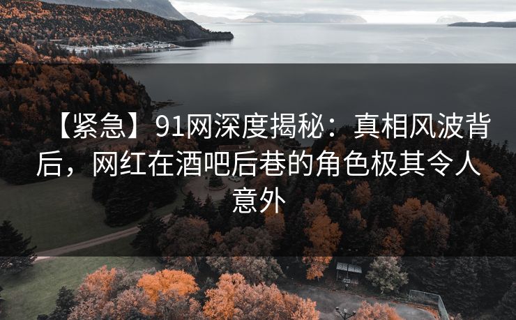 【紧急】91网深度揭秘：真相风波背后，网红在酒吧后巷的角色极其令人意外