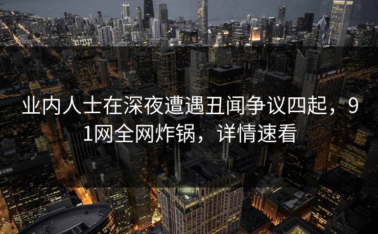业内人士在深夜遭遇丑闻争议四起,91网全网炸锅,详情速看